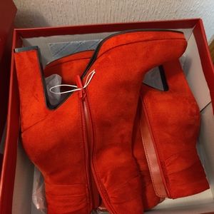 Red booties, size 10M